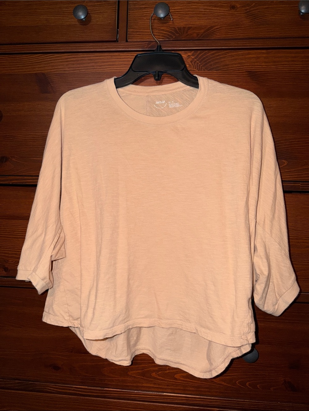 Aerie Slouchy Oversized Beige Dolman Sleeve Tee Shirt XS Cotton